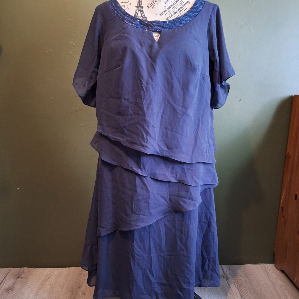 Elegant Blue Layered Dress
